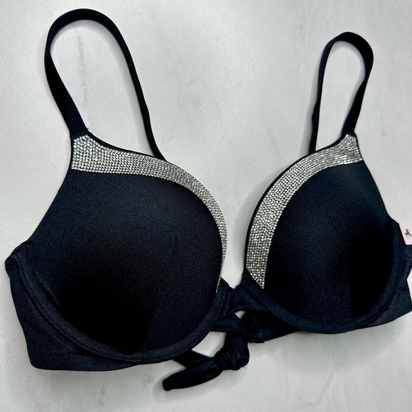 VS Very Sexy Shine Trim Push-Up Bikini Top Black 32C - Picture 6 of 9